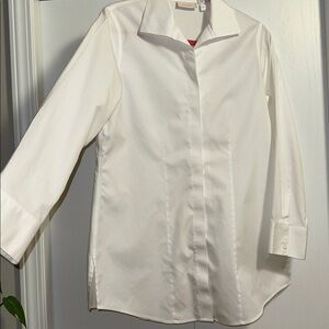Chico's Button Down Shirt/Blouse  NO IRON Hidden Buttons  White EUC Chicos